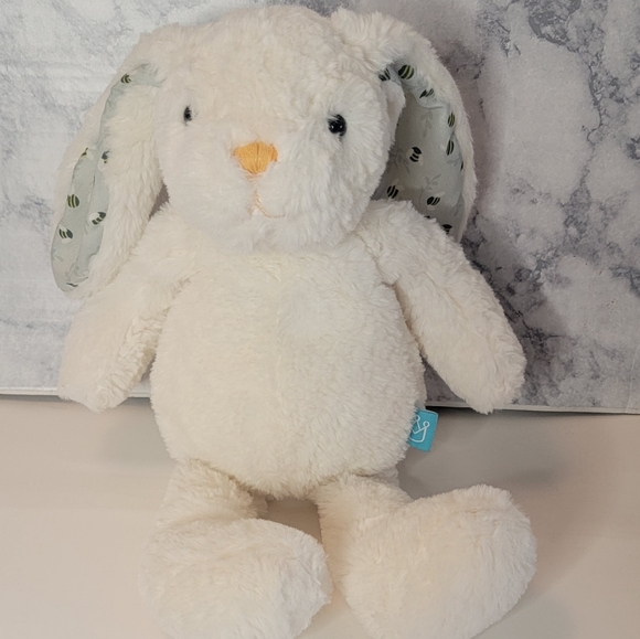 Manhattan Toy Co. Plush White Bunny with Bee Pattern inside Ears - Picture 2 of 7